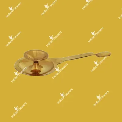 Brass Aarti Spoon with Plate Base