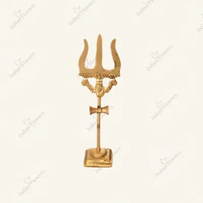 Brass Trishul with Damru