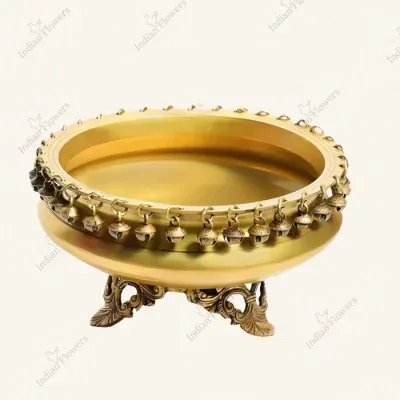 Brass Urli Bowl with Pedestal Legs